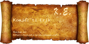 Komjáti Erik névjegykártya